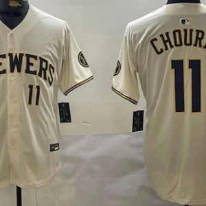 Milwaukee Brewers #11 Jackson Chourio Cream Limited Jersey