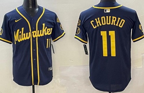 Milwaukee Brewers #11 Jackson Chourio Navy Limited Jersey