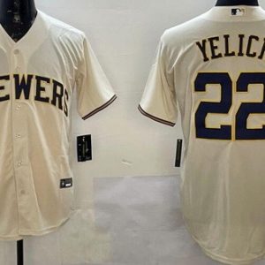 Milwaukee Brewers #22 Christian Yelich Cream Cool Base Jersey