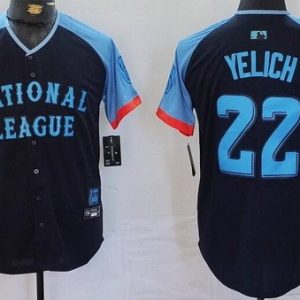 Milwaukee Brewers #22 Christian Yelich Navy 2024 All Star Limited Jersey