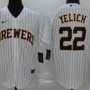 Milwaukee Brewers #22 Christian Yelich White 2020 Cool Base Jersey