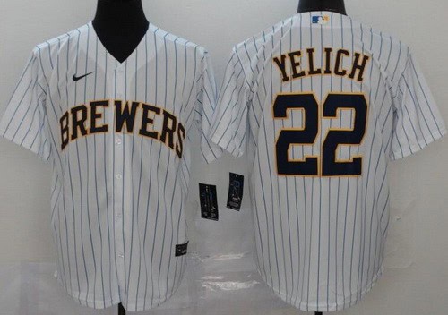 Milwaukee Brewers #22 Christian Yelich White 2020 Cool Base Jersey