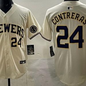 Milwaukee Brewers #24 William Contreras Cream Limited Jersey