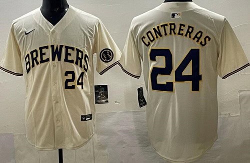 Milwaukee Brewers #24 William Contreras Cream Limited Jersey