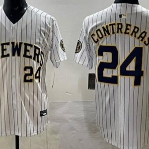 Milwaukee Brewers #24 William Contreras White Limited Jersey