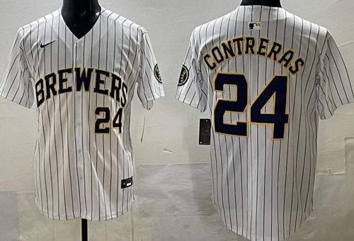Milwaukee Brewers #24 William Contreras White Limited Jersey
