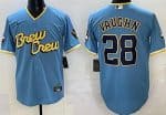 Milwaukee Brewers #28 Andrew Vaughn Powder Blue 2022 City Connect Cool Base Jersey