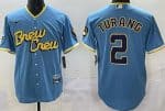 Milwaukee Brewers #2 Brice Turang Blue 2022 City Cool Base Jersey