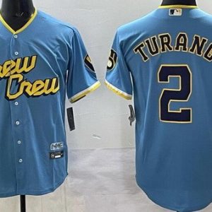 Milwaukee Brewers #2 Brice Turang Blue 2022 City Cool Base Jersey