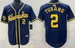 Milwaukee Brewers #2 Brice Turang Navy Limited Jersey