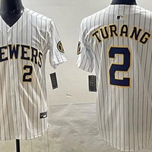 Milwaukee Brewers #2 Brice Turang White Limited Jersey
