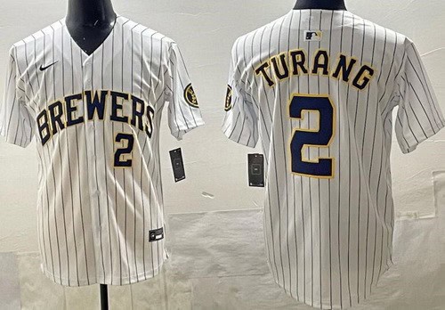 Milwaukee Brewers #2 Brice Turang White Limited Jersey