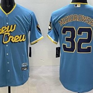Milwaukee Brewers #32 Jacob Misiorowski Blue 2022 City Cool Base Jersey