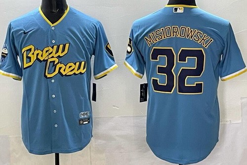Milwaukee Brewers #32 Jacob Misiorowski Blue 2022 City Cool Base Jersey