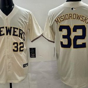 Milwaukee Brewers #32 Jacob Misiorowski Cream Limited Jersey
