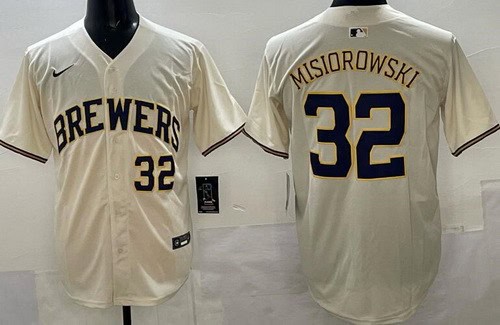 Milwaukee Brewers #32 Jacob Misiorowski Cream Limited Jersey