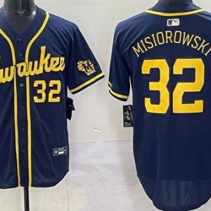 Milwaukee Brewers #32 Jacob Misiorowski Navy Limited Jersey