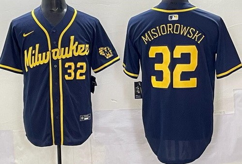 Milwaukee Brewers #32 Jacob Misiorowski Navy Limited Jersey