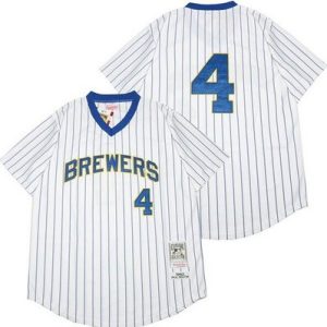 Milwaukee Brewers #4 Paul Molitor White 1982 Throwback Jersey