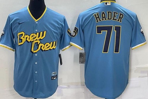 Milwaukee Brewers #71 Willy Adames Powder Blue City Cool Base Jersey