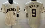 Milwaukee Brewers #9 Bob Uecker Cream Limited Jersey