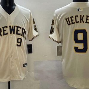 Milwaukee Brewers #9 Bob Uecker Cream Limited Jersey