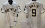 Milwaukee Brewers #9 Bob Uecker White Limited Jersey