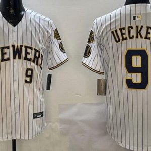 Milwaukee Brewers #9 Bob Uecker White Limited Jersey