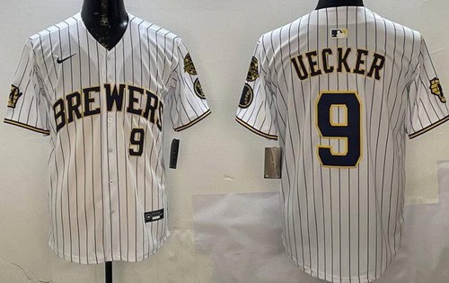 Milwaukee Brewers #9 Bob Uecker White Limited Jersey
