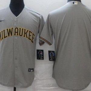 Milwaukee Brewers Blank Gray Cool Base Jersey