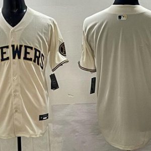 Milwaukee Brewers Blank Powder Cream Limited Jersey