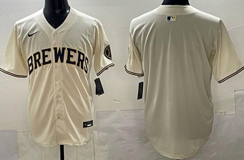 Milwaukee Brewers Blank Powder Cream Limited Jersey