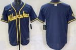 Milwaukee Brewers Blank Powder Navy Limited Jersey