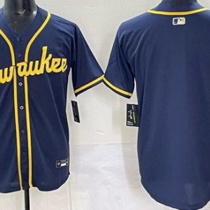 Milwaukee Brewers Blank Powder Navy Limited Jersey