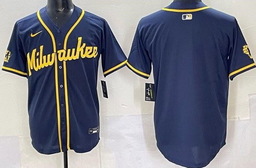 Milwaukee Brewers Blank Powder Navy Limited Jersey