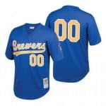 Milwaukee Brewers Customized Blue Throwback Mesh Jersey