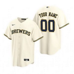 Milwaukee Brewers Customized Cream Alternate 2020 Cool Base Jersey