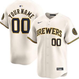 Milwaukee Brewers Customized Cream Limited Jersey