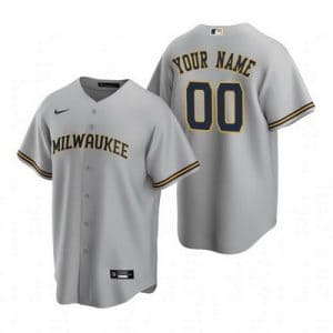 Milwaukee Brewers Customized Gray Road 2020 Cool Base Jersey