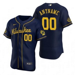 Milwaukee Brewers Customized Navy 50th Anniversary Authentic Jersey