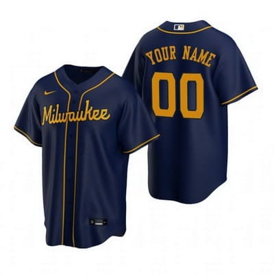 Milwaukee Brewers Customized Navy Alternate 2020 Cool Base Jersey