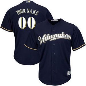 Milwaukee Brewers Customized Navy Blue 2 Cool Base Jersey