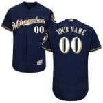 Milwaukee Brewers Customized Navy Blue 2 FlexBase Jersey