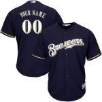 Milwaukee Brewers Customized Navy Blue Cool Base Jersey