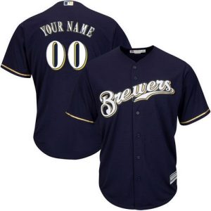 Milwaukee Brewers Customized Navy Blue Cool Base Jersey