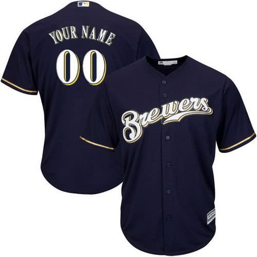 Milwaukee Brewers Customized Navy Blue Cool Base Jersey