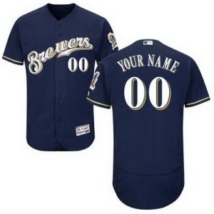 Milwaukee Brewers Customized Navy Blue FlexBase Jersey