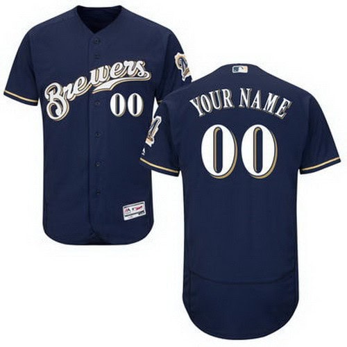 Milwaukee Brewers Customized Navy Blue FlexBase Jersey