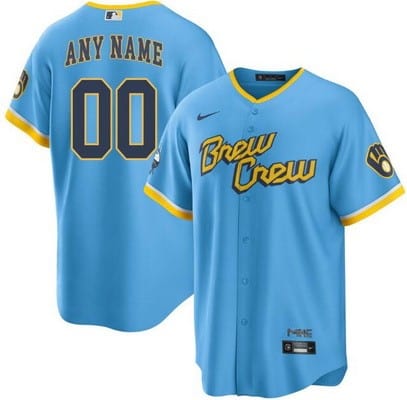 Milwaukee Brewers Customized Powder Blue 2022 City Connect Cool Base Jersey