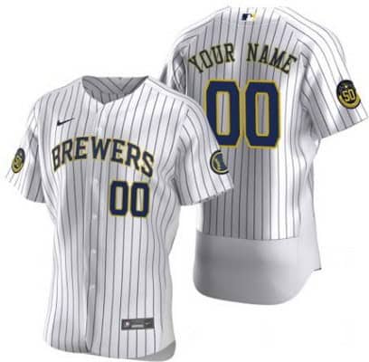 Milwaukee Brewers Customized White 50th Anniversary Authentic Jersey